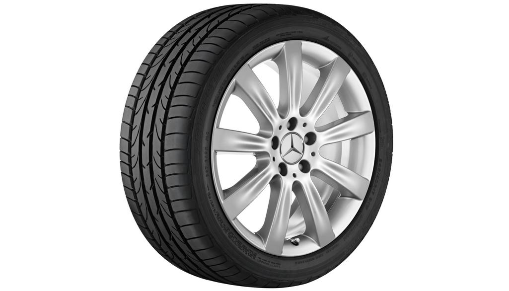 Cerchio a 9 razze, 45,7 cm (18 pollici), Classe S/CL, 275/45 R18/, argento titanio, B66474423 Cerchio a 9 razze, 45,7 cm (18 pollici), Classe S/CL, 275/45 R18/, argento titanio, B66474423