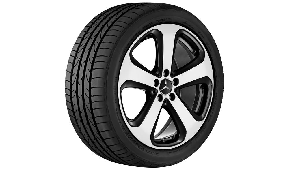 5-Speichen-Rad, 48,3 cm (19 Zoll), glanzgedreht, GLC/ E-Klasse, 235/55 R19/, schwarz, A25340110007X23