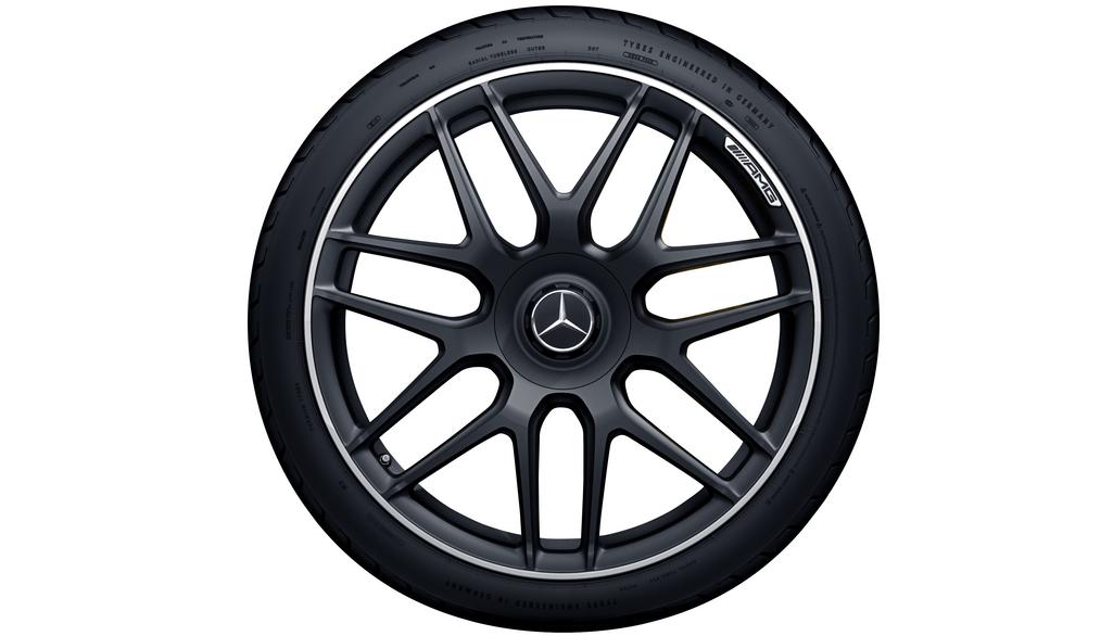 Cerchio forgiato AMG a razze incrociate, 50,8 cm (20 pollici), flangia del cerchio ad alta lucentezza, Classe E, 295/30 R20/, nero opaco, A21340131007X71 Cerchio forgiato AMG a razze incrociate, 50,8 cm (20 pollici), flangia del cerchio ad alta lucentezza, Classe E, 295/30 R20/, nero opaco, A21340131007X71