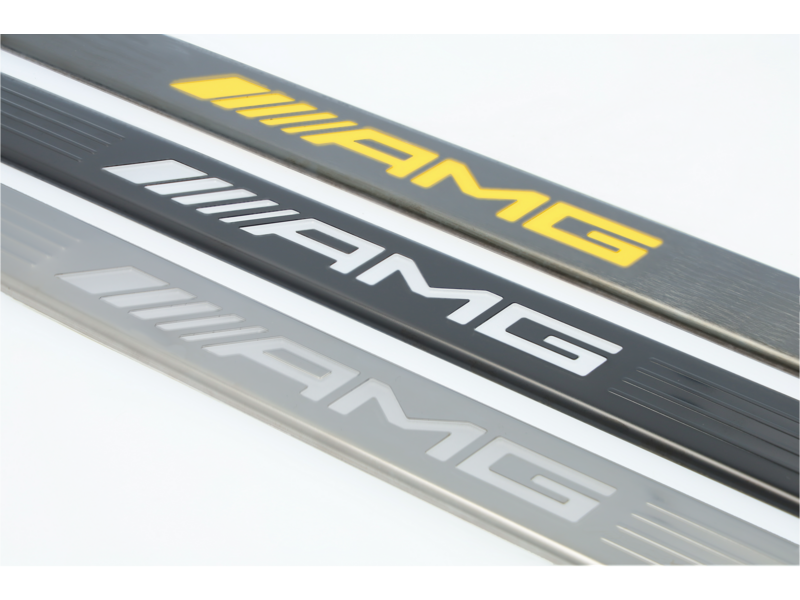 Interchangeable cover for illuminated door sill trim, AMG, front, 2-way, (including EQB/ CLA/ GLS), white / black, A1776804507