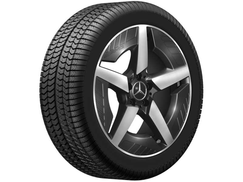 Mercedes-Benz Original Winter-Komplettrad AMG Leichtmetallrad 5-Speichen-Design schwarz glanzgedreht , Michelin, Pilot Alpin 5 MO, 235/50 R19 103 H XL, Winter, Q440301511260