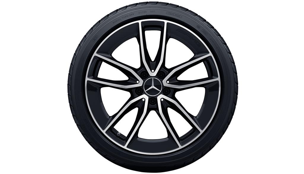 AMG 5-Doppelspeichen-Rad, 48,3 cm (19 Zoll), glanzgedreht, C-Klasse, 255/35 R19/, schwarz, A20540108017X23