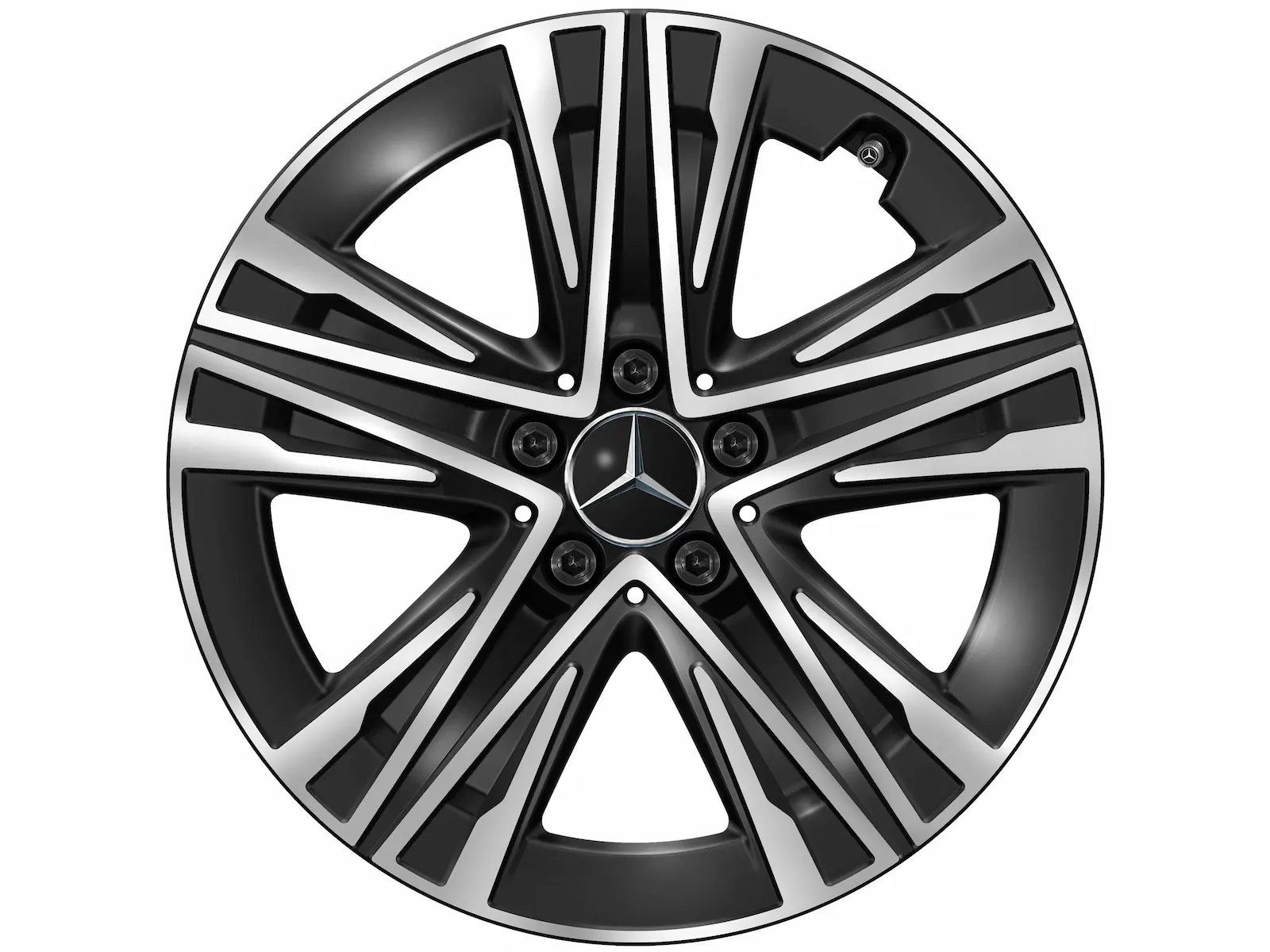5-W-spoke wheel, Aero, 45.7 cm (18 inch), 9 J x 18 ET 66, black, high-sheen, aluminum, A17440123007X23