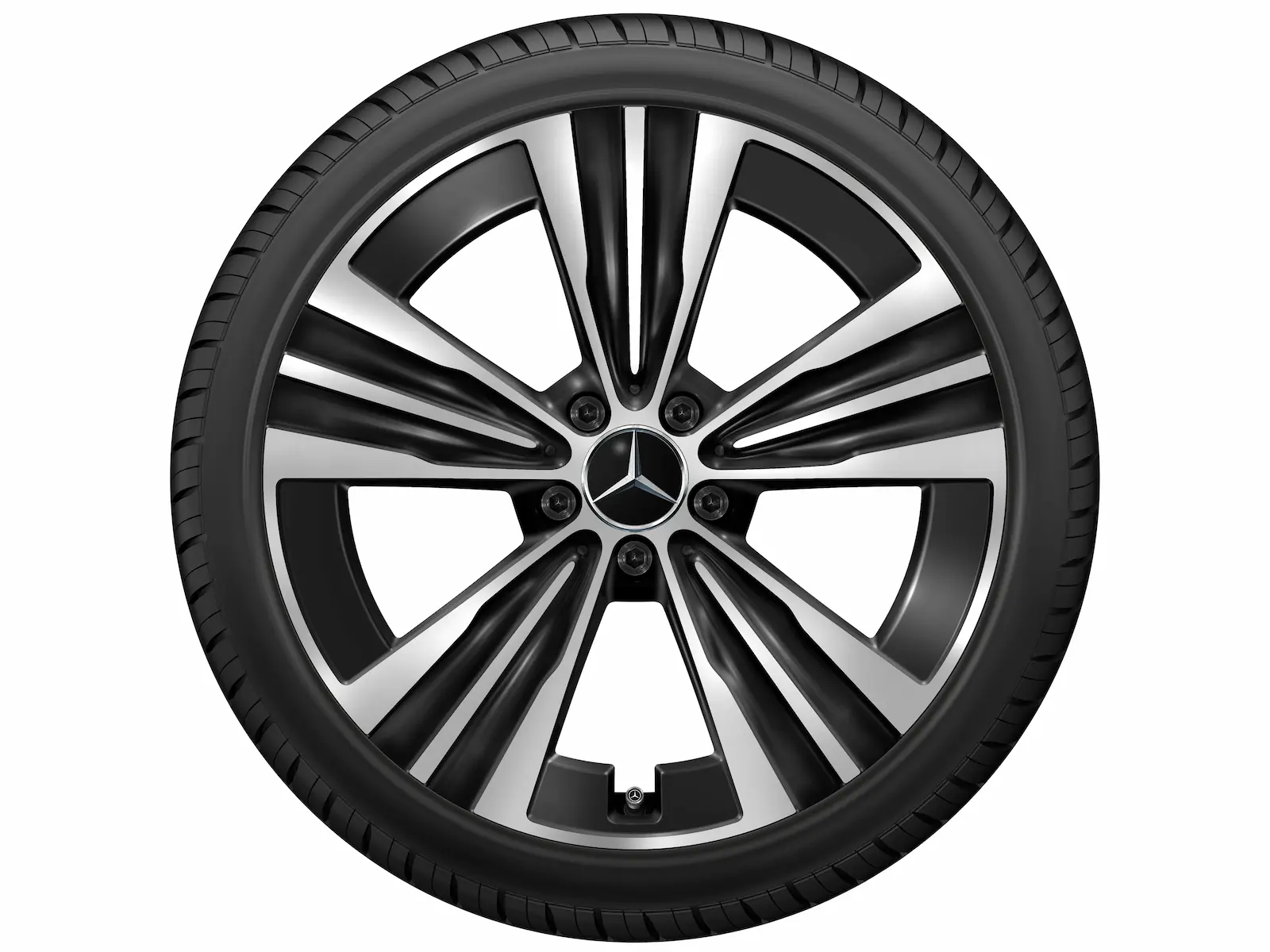 5-hole wheel, Aero, 48.3 cm (19 inch), 7.5 J x 19 ET 48.4, black, polished, aluminum, A17440106007X23