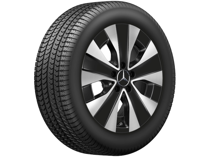 Mercedes-Benz Original Winter-Komplettrad 5-Speichen schwarz glanzgedreht , Michelin, Pilot Alpin 5, 235/55 R17 103 V XL, Winter, Q440191510300