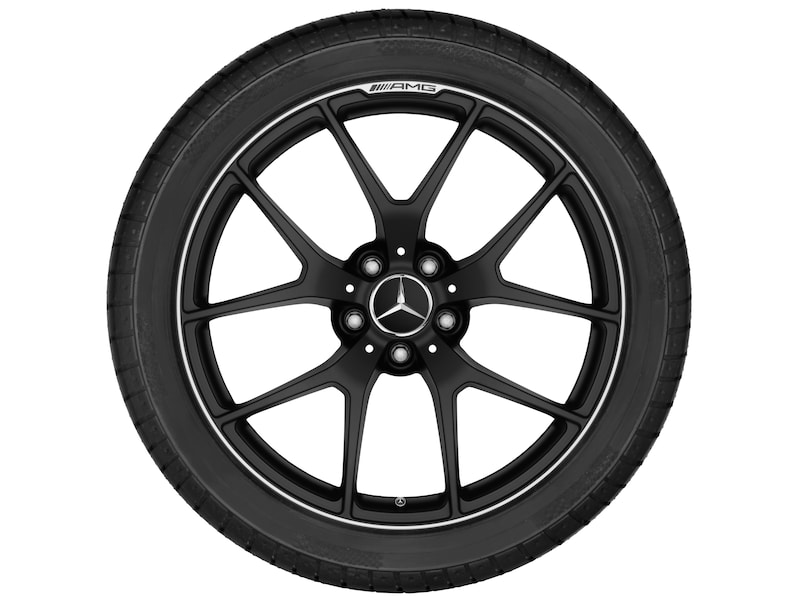AMG Schmiederad, im Kreuzspeichen-Design, 48,3 cm (19 Zoll), Felgenhorn glanzgedreht, C-Klasse, 255/30 R19/, schwarz matt, A20440126007X71