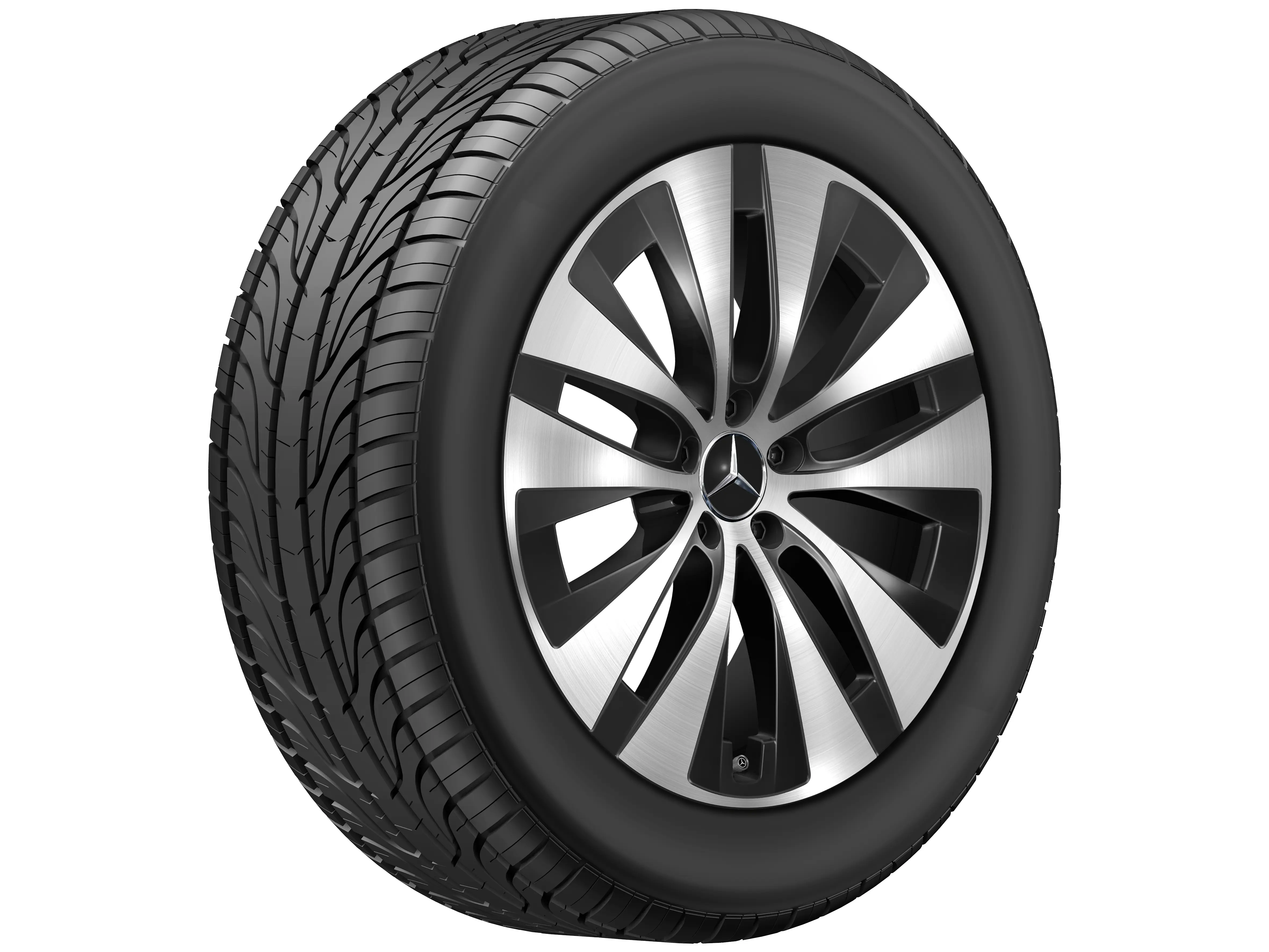 5-Doppelspeichen-Rad, Aero, 50,8 cm (20 Zoll), 8,5 J x 20 ET 55,5, schwarz, glanzgedreht, A16740133017X23 5-Doppelspeichen-Rad, Aero, 50,8 cm (20 Zoll), 8,5 J x 20 ET 55,5, schwarz, glanzgedreht, A16740133017X23