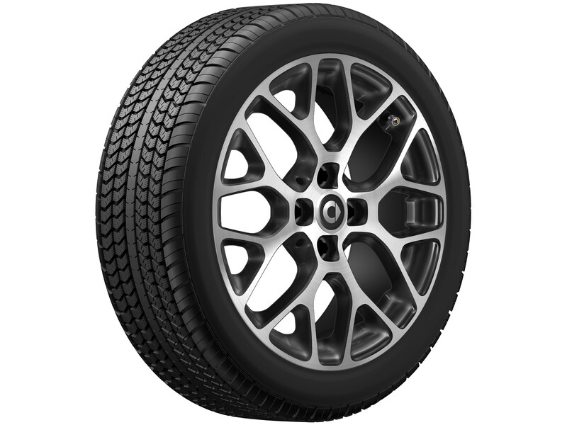 10-spoke alloy wheel, 40.6 cm (16-inch), high-sheen, smart, 185/50 R16/, black, A4534016601