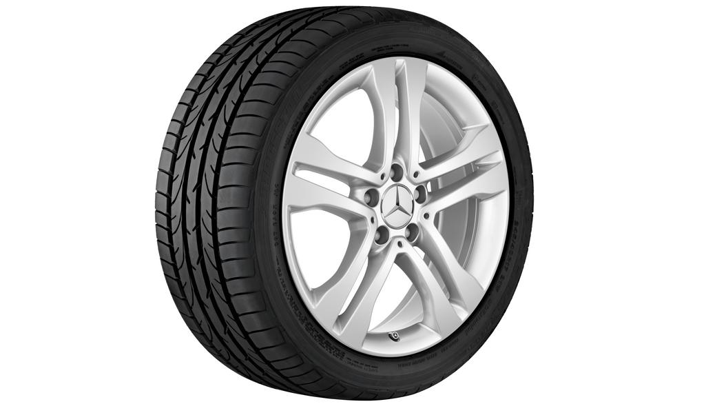 Cerchio a 5 doppie razze, 45,7 cm (18 pollici), GLA, 235/50 R18/, argento vanadio, A15640113007X45 Cerchio a 5 doppie razze, 45,7 cm (18 pollici), GLA, 235/50 R18/, argento vanadio, A15640113007X45