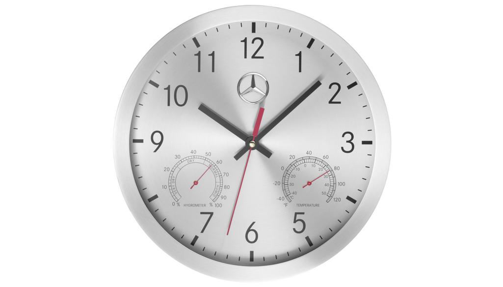 Wall clock, silver / black / red, B67870476 Wall clock, silver / black / red, B67870476