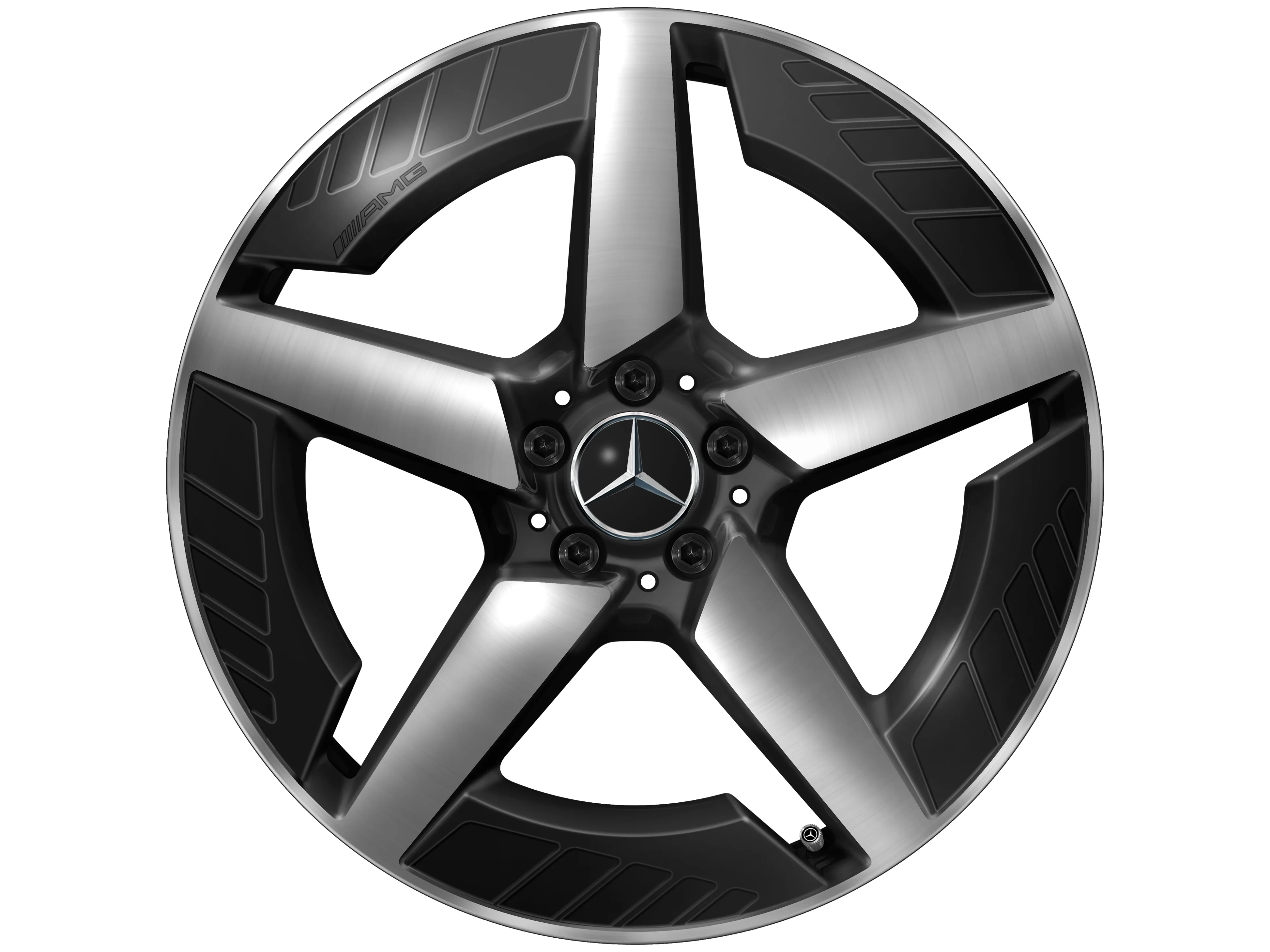 AMG Leichtmetallrad, im 5-Speichen-Design, 50,8 cm (20 Zoll), 9 J x 20 ET 44,1, schwarz, glanzgedreht, A16740166017X23 AMG Leichtmetallrad, im 5-Speichen-Design, 50,8 cm (20 Zoll), 9 J x 20 ET 44,1, schwarz, glanzgedreht, A16740166017X23