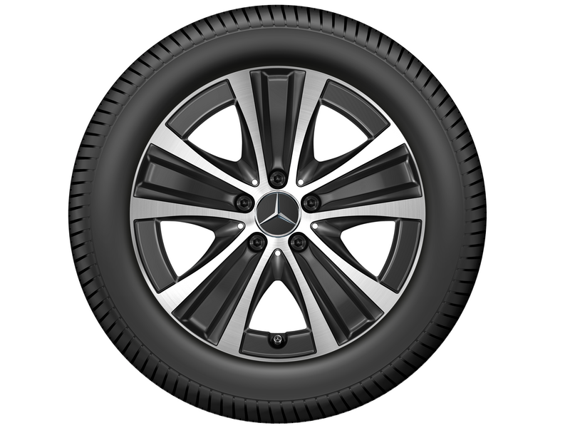 5-Speichen-Rad, 43,2 cm (17 Zoll), glanzgedreht, E-Klasse, 225/55 R17/, schwarz, A21340136007X23