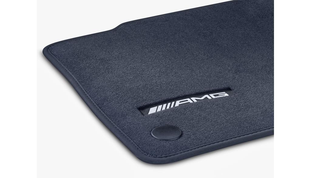 AMG velor mats, set, 3-piece, with AMG web logo, EQE, biscaya blue, A29468011035F86
