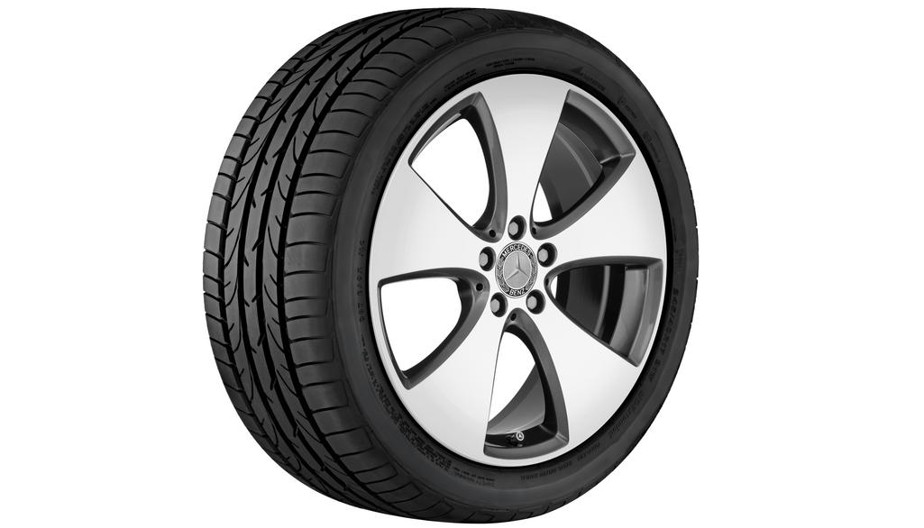 5-Speichen-Rad, 48,3 cm (19 Zoll), glanzgedreht, E-Klasse, 245/40 R19/, tremolit-metallic, A21340117007X44