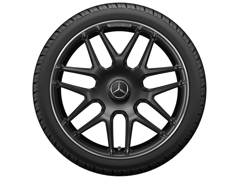 AMG Schmiederad im Kreuzspeichen-Design, 48,3 cm (19 Zoll), Felgenhorn glanzgedreht, A-Klasse, 245/35 R19/, schwarz matt, A17740125007X71