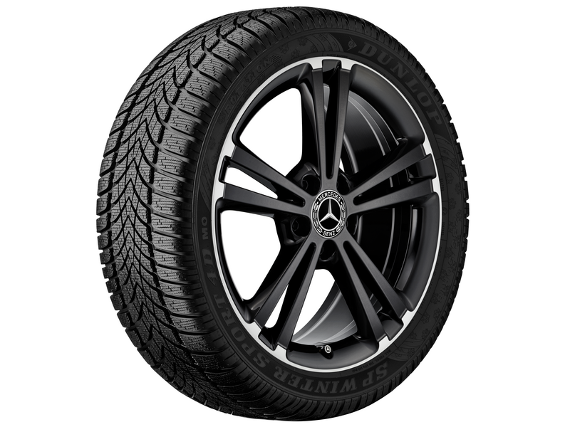 5-Doppelspeichen-Rad Schwarz Felgenhorn Glanzgedreht Schwarz, Bridgestone, Blizzak LM001 MOE, 225/45 R18 91H, Winter, Q440541910260