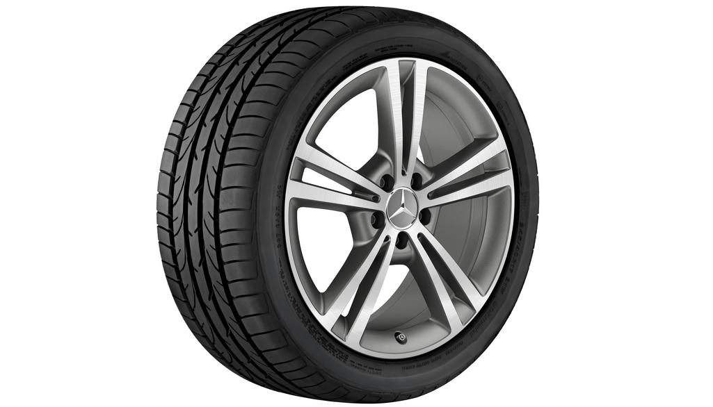 Cerchio a 5 doppie razze, 48,3 cm (19 pollici), lucido, CLA/ Classe B/ Classe A, 225/40 R19/, grigio Himalaya opaco, A17740108007X69 Cerchio a 5 doppie razze, 48,3 cm (19 pollici), lucido, CLA/ Classe B/ Classe A, 225/40 R19/, grigio Himalaya opaco, A17740108007X69