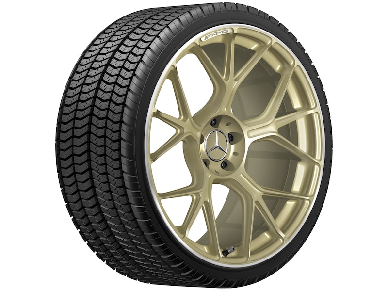 AMG Schmiederad im Kreuzspeichen-Design, 53,3 cm (21 Zoll), AMG GT, 295/30 R21/, schwarz matt, goldfarben, A19240113001X71