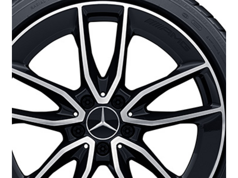 AMG 5-Doppelspeichen-Rad, 48,3 cm (19 Zoll), glanzgedreht, C-Klasse, 255/35 R19/, schwarz, A20540108017X23