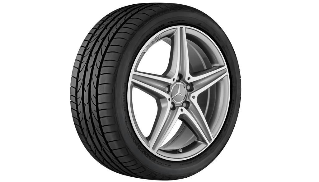 AMG 5-Speichen-Rad, 45,7 cm (18 Zoll), glanzgedreht, E-Klasse, 275/40 R18/, titangrau, A21340119007X21 AMG 5-Speichen-Rad, 45,7 cm (18 Zoll), glanzgedreht, E-Klasse, 275/40 R18/, titangrau, A21340119007X21