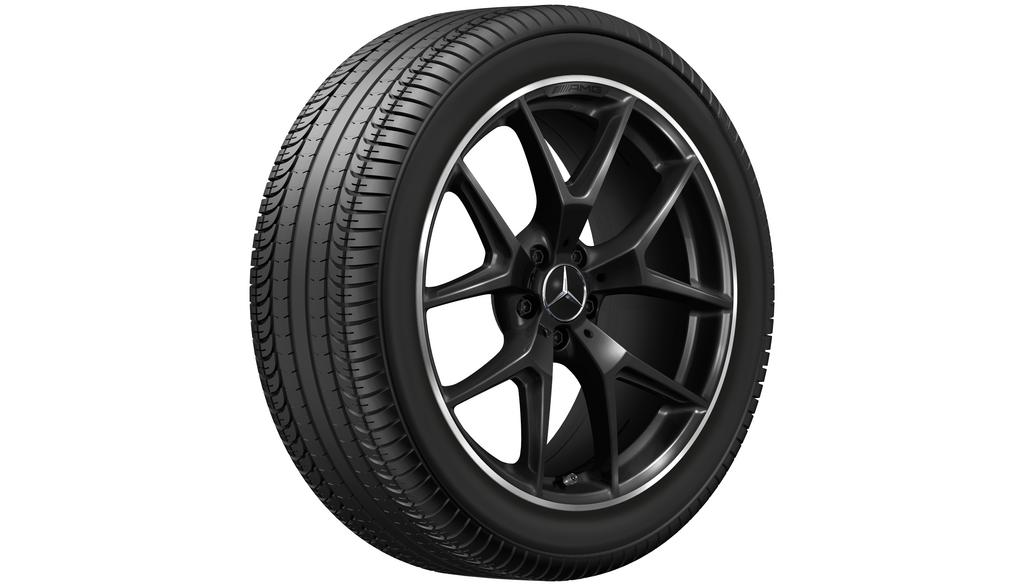 AMG Kreuzspeichen-Rad, 50,8 cm (20 Zoll), Felgenhorn glanzgedreht, GLC/ E-Klasse, 255/45 R20/, schwarz, A25340155007X72