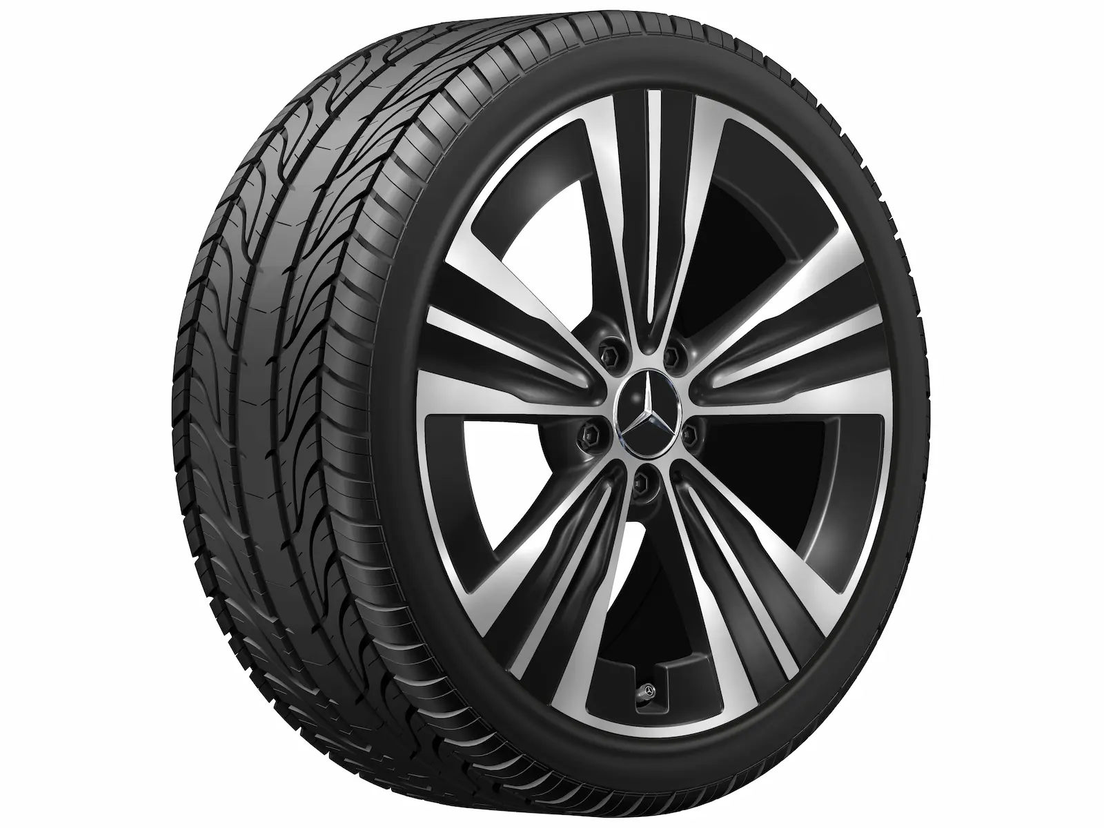 5-hole wheel, Aero, 48.3 cm (19 inch), 7.5 J x 19 ET 48.4, black, polished, aluminum, A17440106007X23