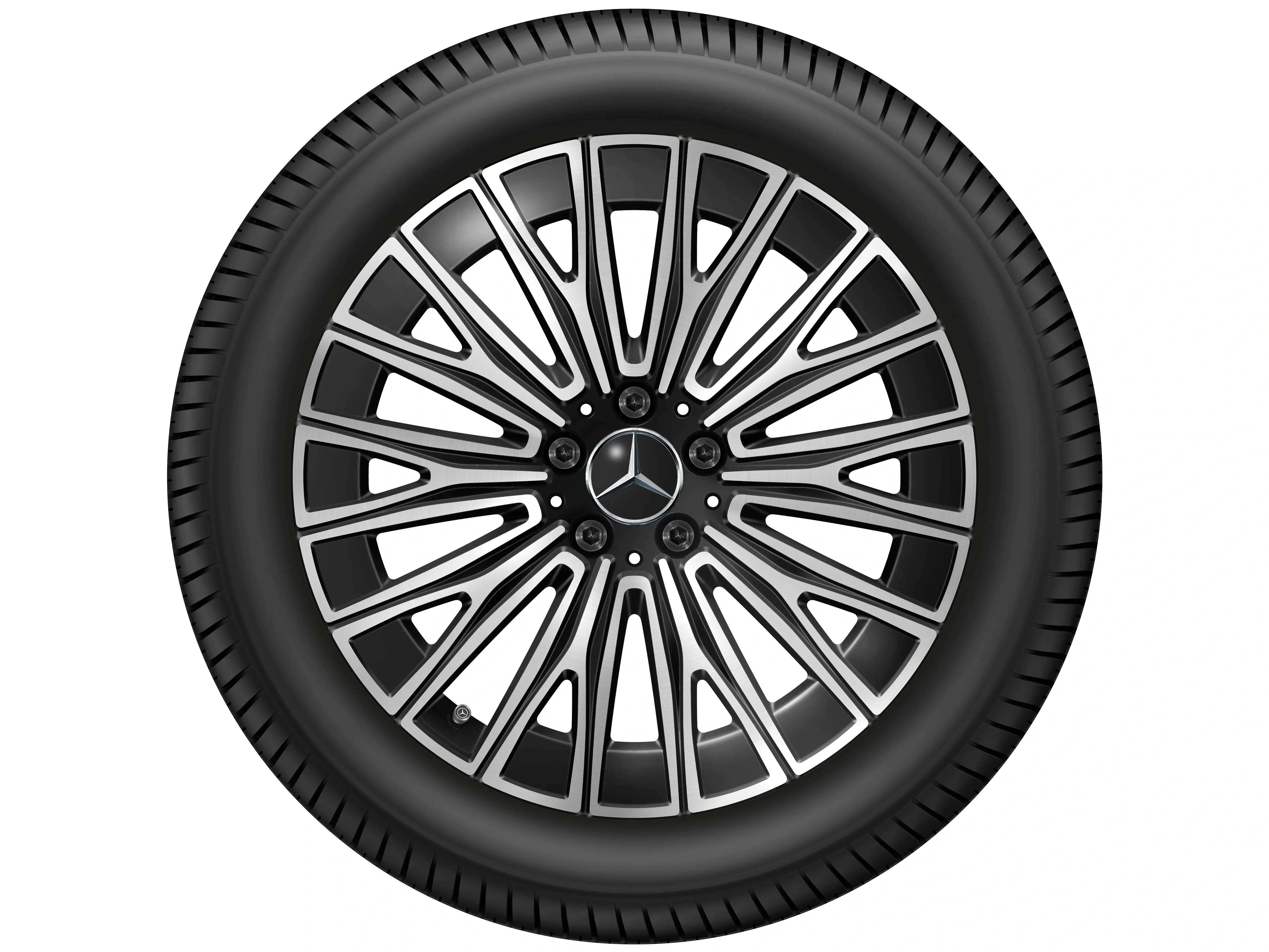 Y-Speichen-Rad, Aero, 48,3 cm (19 Zoll), 8 J x 19 ET 38,1, schwarz, glanzgedreht, A52040143007X23 Y-Speichen-Rad, Aero, 48,3 cm (19 Zoll), 8 J x 19 ET 38,1, schwarz, glanzgedreht, A52040143007X23