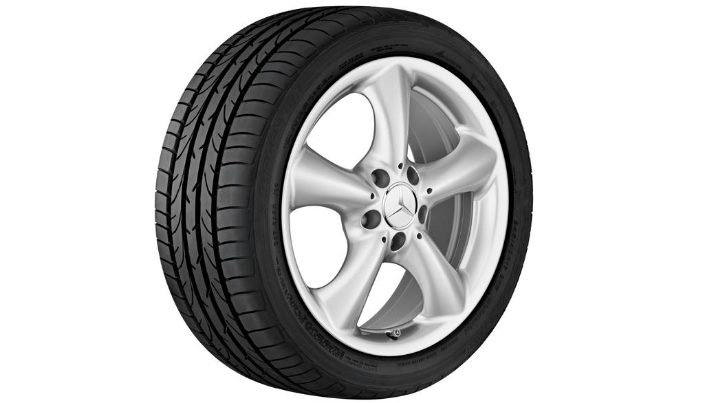 5-spoke wheel, Adharaz, 43.2 cm (17 inch), (CLC/ SLK-SLC/ C-Class among others), 225/45 R17/, sterling silver, A20940100009709