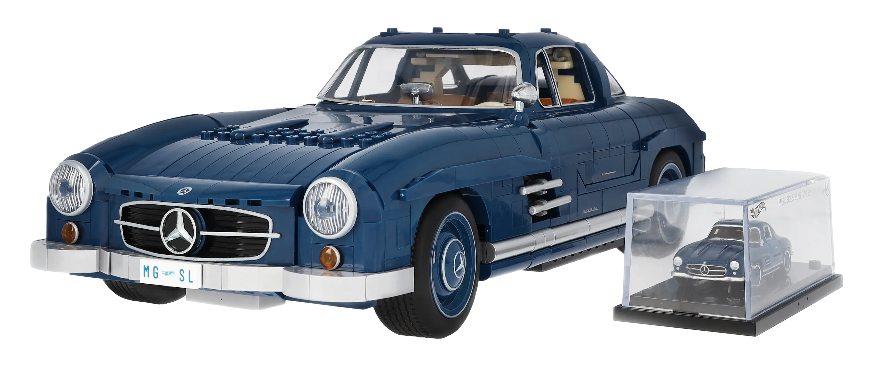 Modellauto: 300 SL W 198 (1954-1957), Klemmbaustein Modell, blau, Mattel, 1:12, B66041219 Modellauto: 300 SL W 198 (1954-1957), Klemmbaustein Modell, blau, Mattel, 1:12, B66041219