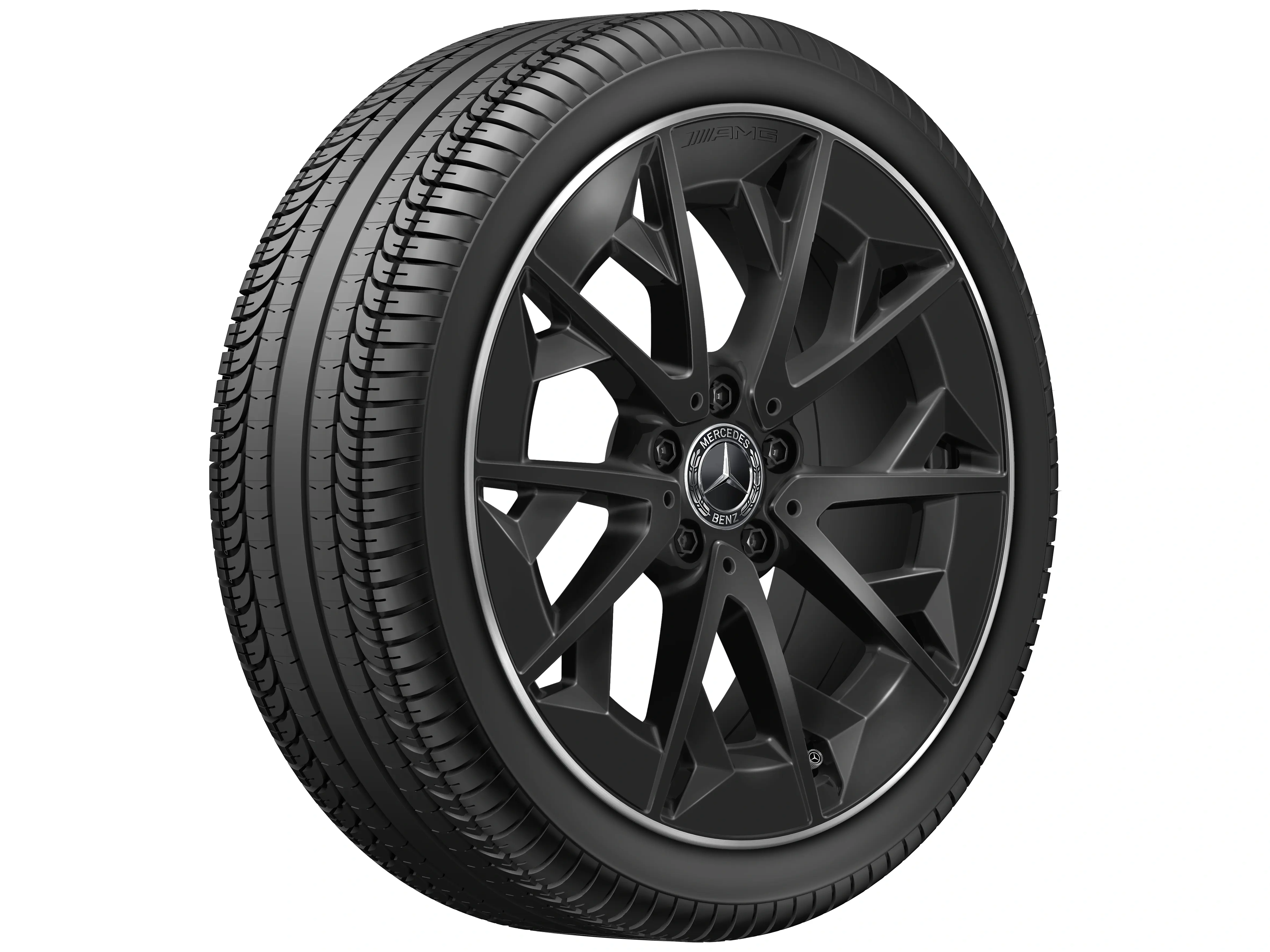 AMG lichtmetalen velg, kruisspaaks, 48,3 cm (19 inch), 7,5 J x 19 ET 48,4, matzwart, hoogglans velgrand, aluminium, A17440114007X72 AMG lichtmetalen velg, kruisspaaks, 48,3 cm (19 inch), 7,5 J x 19 ET 48,4, matzwart, hoogglans velgrand, aluminium, A17440114007X72
