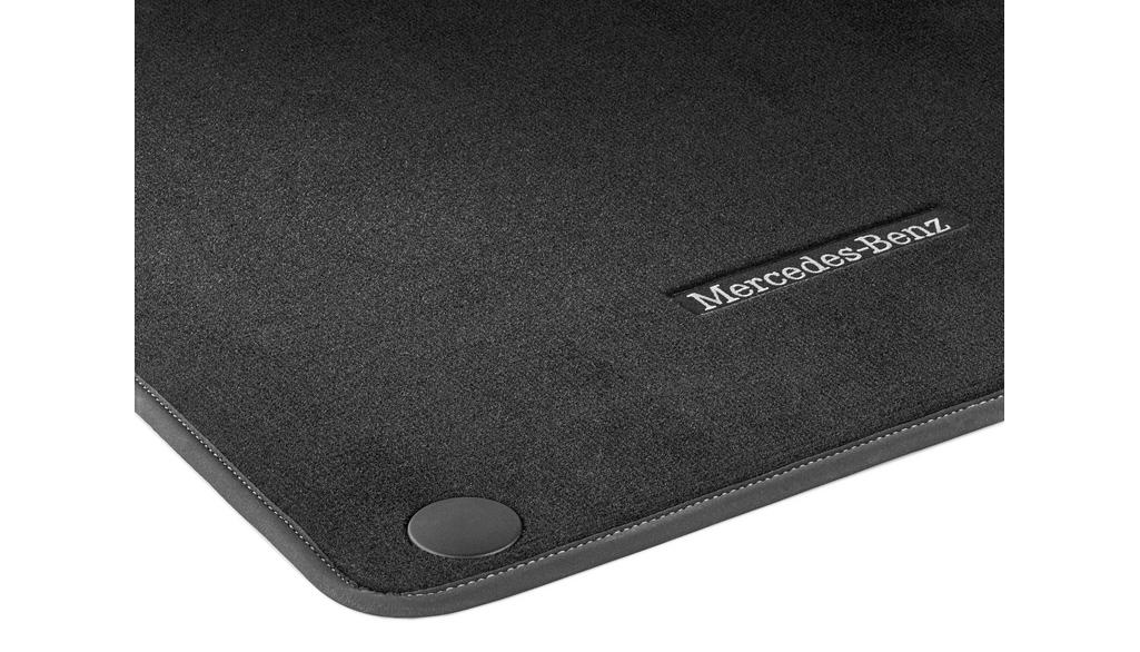 CLASSIC velour mats, set, 4-piece, silk beige topstitching, A-Class, black, A17768099068S16