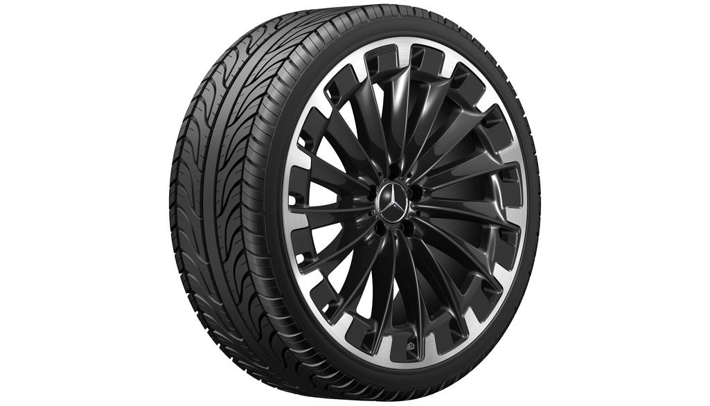 AMG Vielspeichen-Rad, 55,9 cm (22 Zoll), Felgenhorn glanzgedreht, EQS, 275/40 R22/, schwarz, A29640118007X23