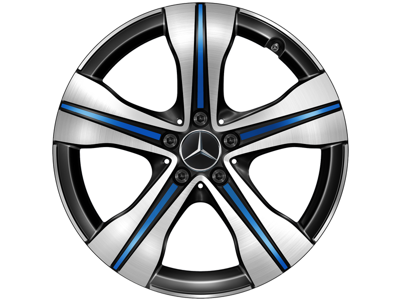 5-spoke wheel black glossy turned with energy blue decorative elements, Bridgestone, Turanza T005 MO, 235/50 R19 103T XL, summer, Q440651910240