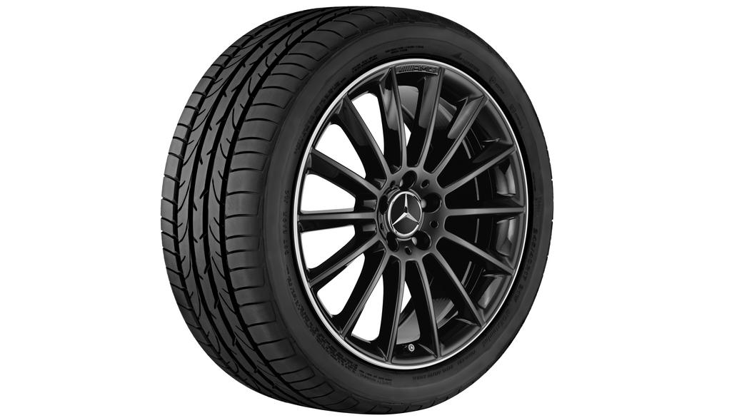 AMG Vielspeichen-Rad, 48,3 cm (19 Zoll), Felgenhorn glanzgedreht, GLA, 235/45 R19/, schwarz, A15640128007X72 AMG Vielspeichen-Rad, 48,3 cm (19 Zoll), Felgenhorn glanzgedreht, GLA, 235/45 R19/, schwarz, A15640128007X72