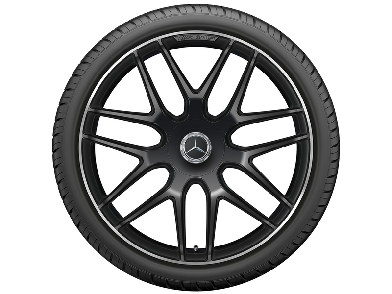 AMG Schmiederad im Kreuzspeichen-Design, 55,9 cm (22 Zoll), Felgenhorn glanzgedreht, GLE, 325/35 R22/, schwarz matt, A16740145007X71