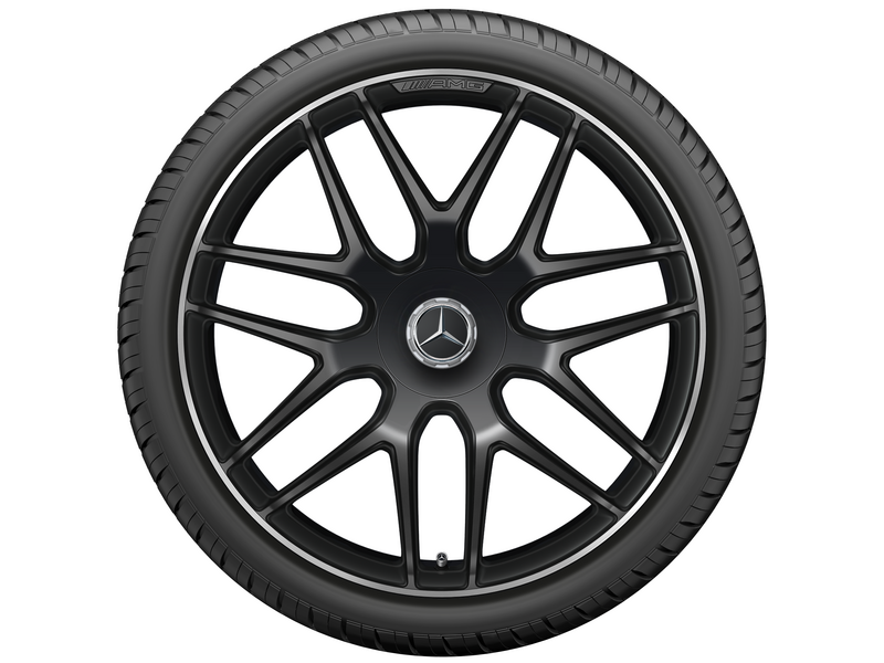 AMG Schmiederad Im Kreuzspeichen-Design Schwarz Matt Felgenhorn Glanzgedreht, Pirelli, Scorpion Winter MO1, 285/40 R22 110V XL, Winter, Q440301712460