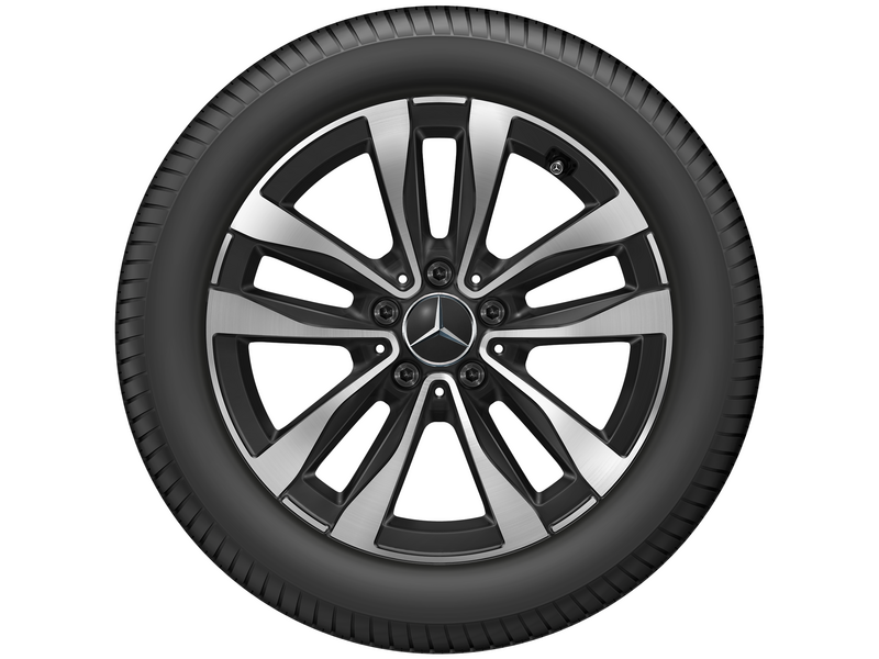 5-Doppelspeichen-Rad, Aero, 43,2 cm (17 Zoll), glanzgedreht, C-Klasse, 225/50 R17/, schwarz, A20640174007X23