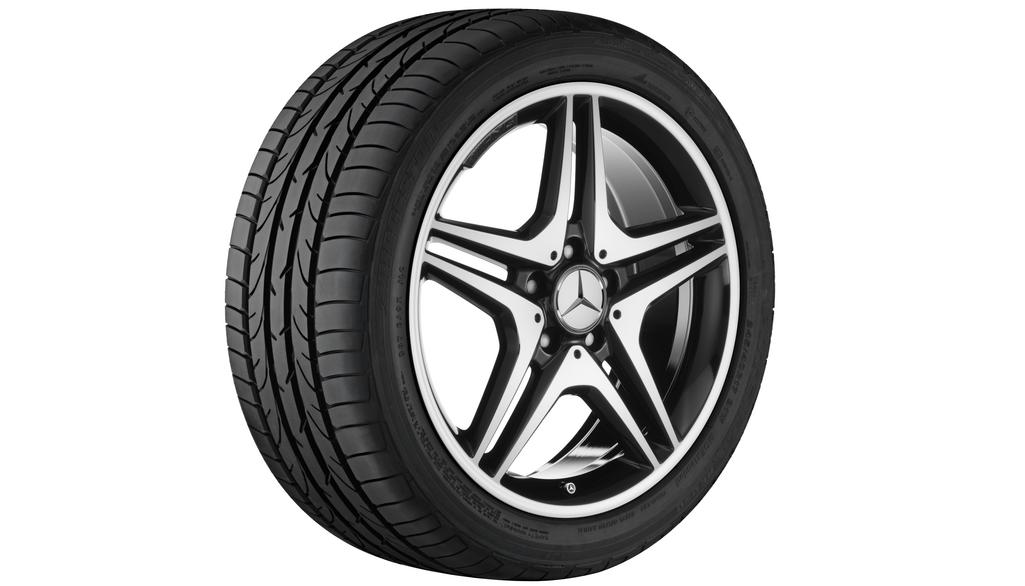 AMG 5-twin-spoke wheel, 45.7 cm (18-inch), high-sheen, CLA/ B-Class/ A-Class, 225/40 R18/, black, A17640103027X23