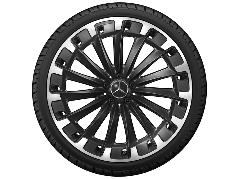 AMG Vielspeichen-Rad, 55,9 cm (22 Zoll), Felgenhorn glanzgedreht, EQS, 275/40 R22/, schwarz, A29640118007X23