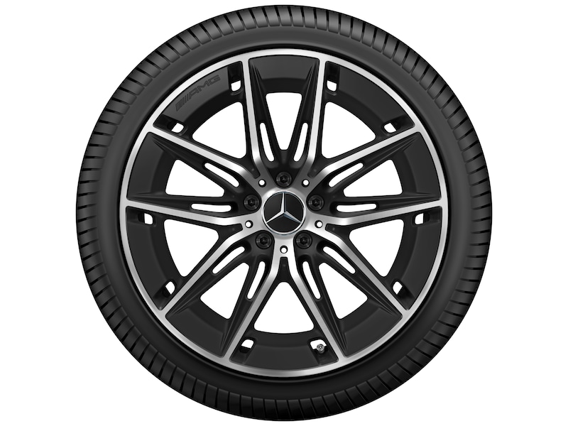 AMG light-alloy wheel, 5-twin-spoke design, 50.8 cm (20-inch), high-sheen, E-Class, 265/40 R20/, matt black, A21440111007X36