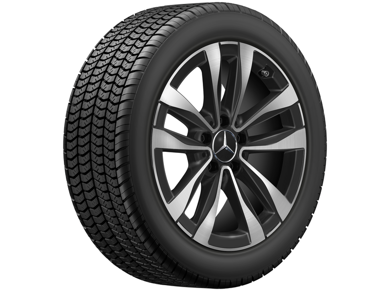 5-Doppelspeichen-Rad, Aero, 43,2 cm (17 Zoll), glanzgedreht, C-Klasse, 225/50 R17/, schwarz, A20640174007X23
