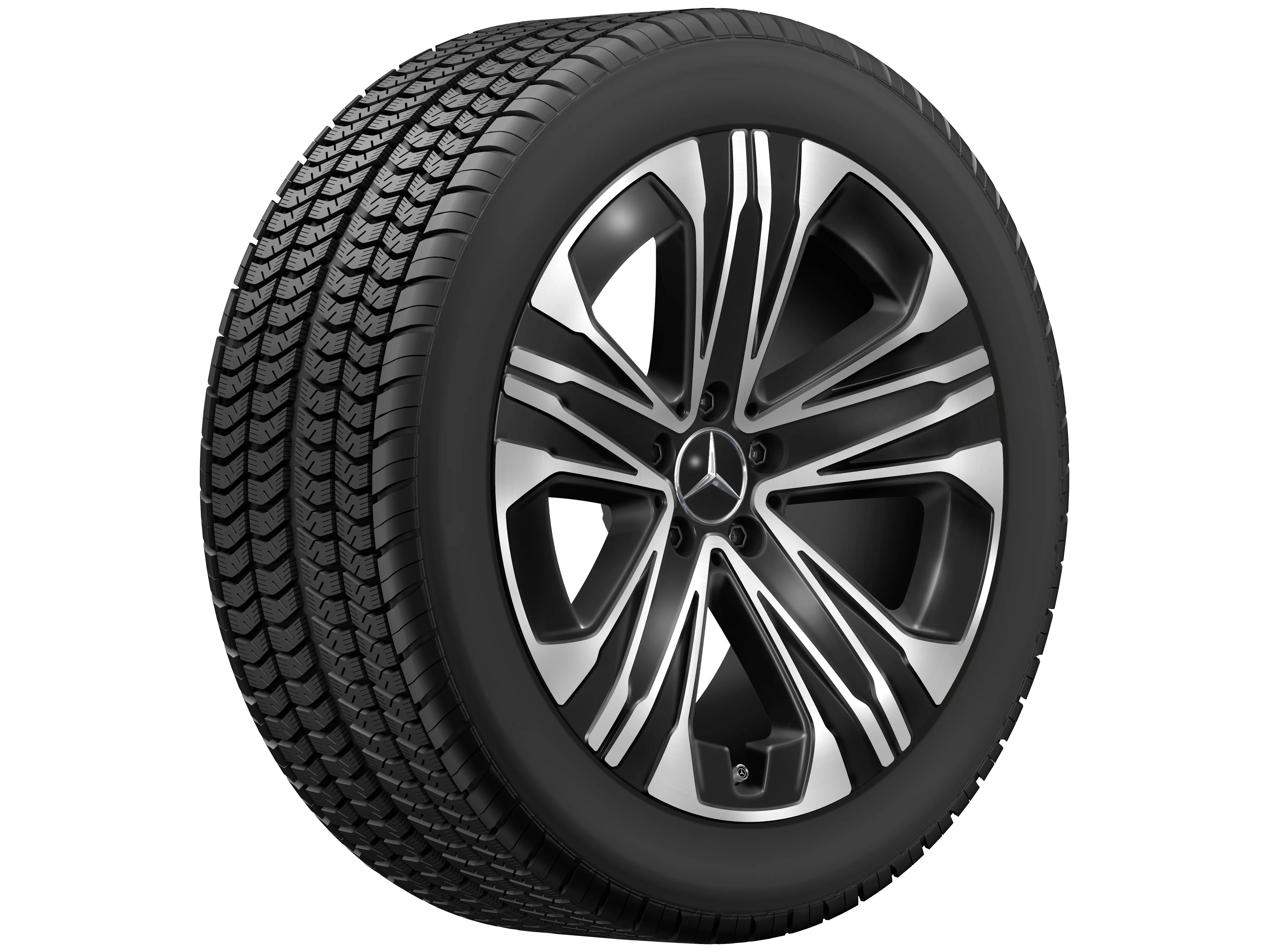 5-Speichen-Rad, Aero, 48,3 cm (19 Zoll), glanzgedreht, 8,5 J x 19 ET 31,5, schwarz, glanzgedreht, A22340180007X23