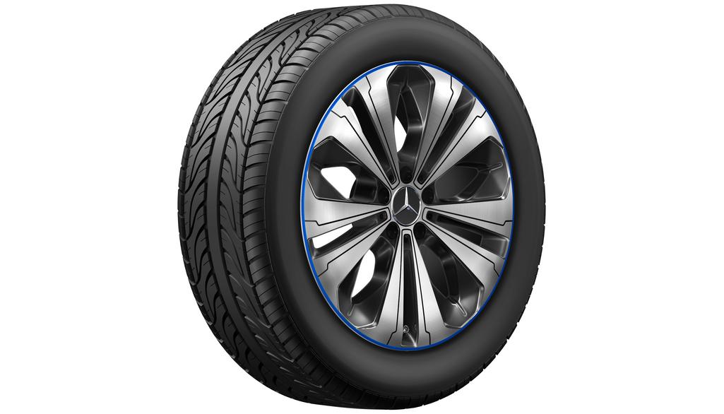 Cerchio a 5 doppie razze, con razze supplementari, 45,7 cm (18 pollici), lucido, Aero, GLC/ EQC, 235/55 R19/, nero, blu, A29340113005X32 Cerchio a 5 doppie razze, con razze supplementari, 45,7 cm (18 pollici), lucido, Aero, GLC/ EQC, 235/55 R19/, nero, blu, A29340113005X32
