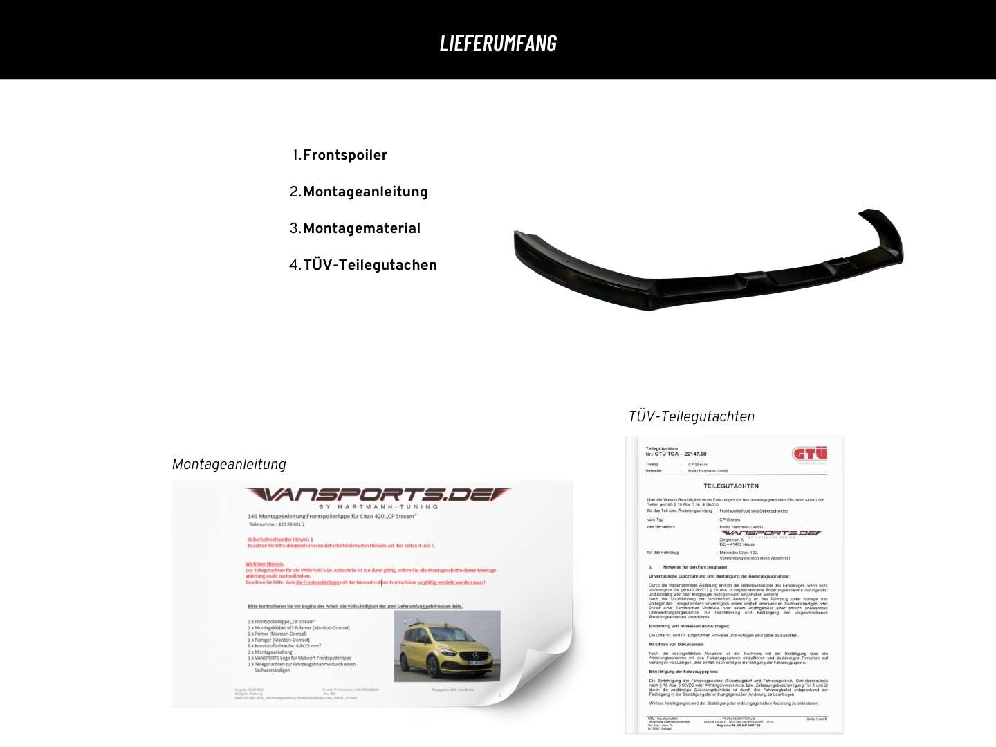 CP Stream front spoiler lip for Citan 420, VS-'420886012