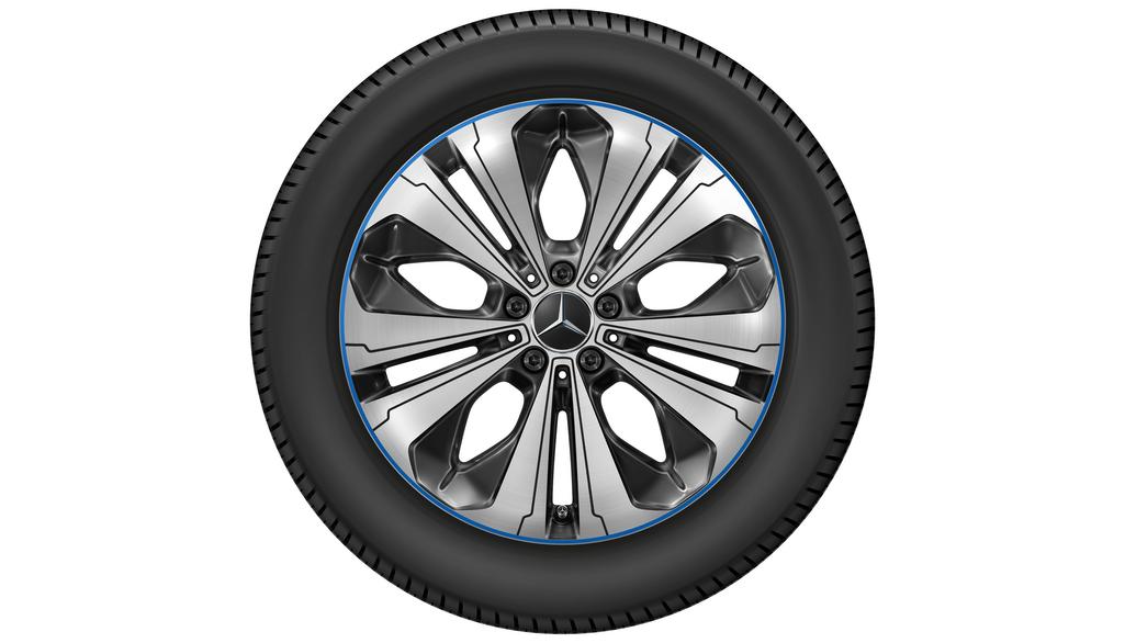 5-twin-spoke wheel black polished with blue rim flange, Pirelli, Scorpion Winter MO, 235/55 R19 101H, Winter, Q440301711840