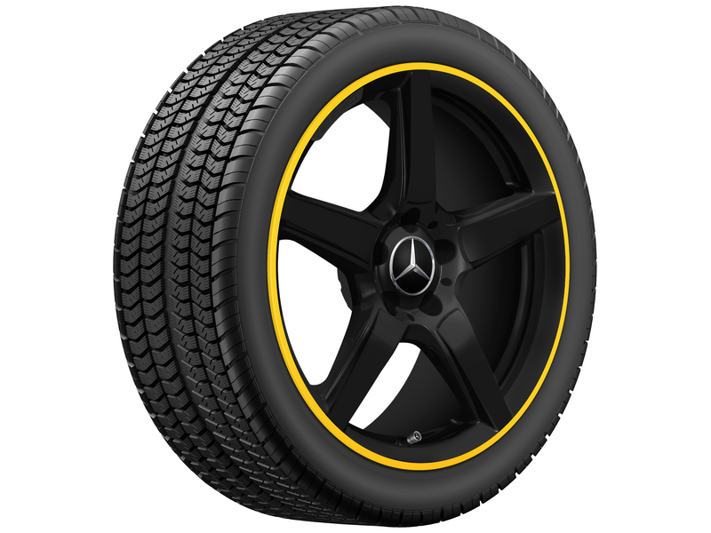 AMG 5-Speichen-Rad, 45,7 cm (18 Zoll), Felgenhorn gelb lackiert, SLK-SLC, 235/40 R18/, schwarz matt, A17240128029Y43