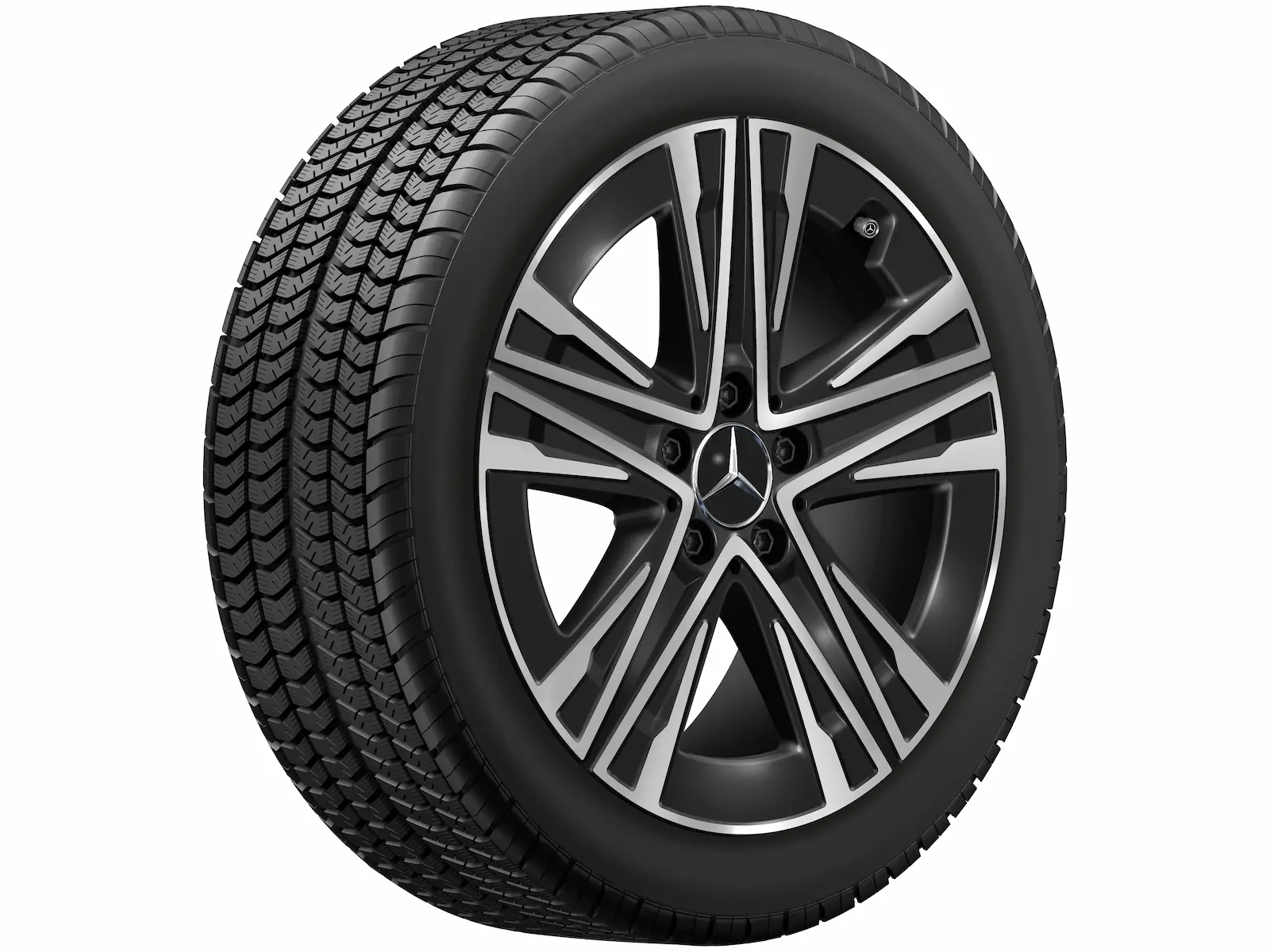5-W-spoke wheel, Aero, 45.7 cm (18 inch), 9 J x 18 ET 66, black, high-sheen, aluminum, A17440123007X23