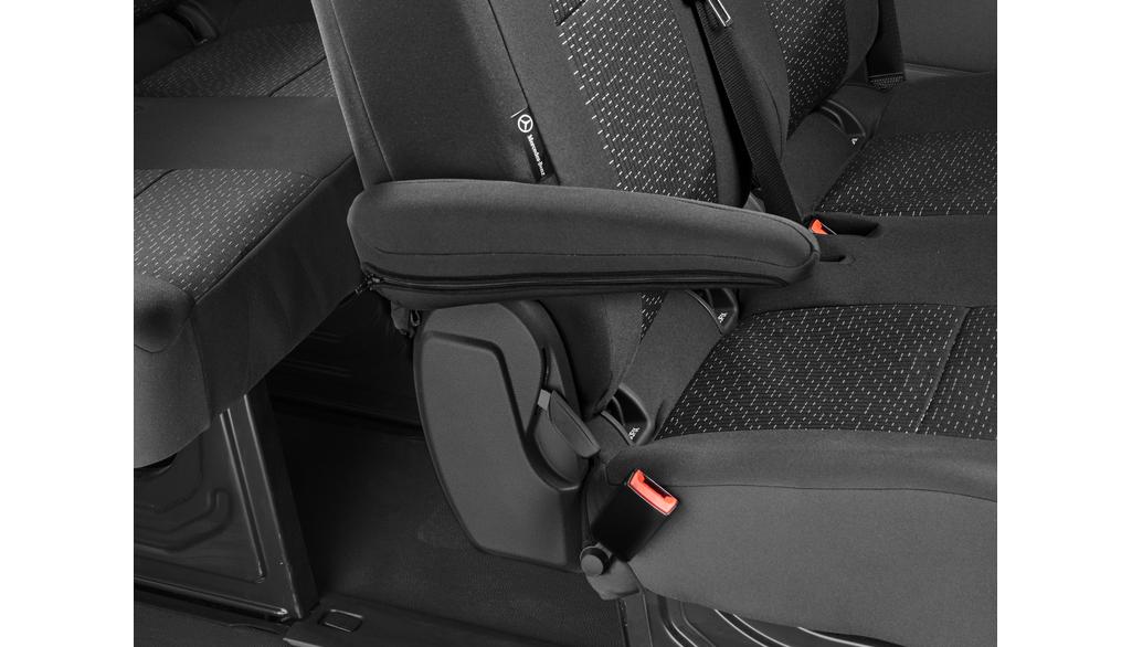 Protective cover, armrest, left, front and passenger compartment, Sprinter, black, A9079704100