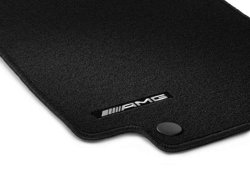 AMG floor mats in short loop look, set, 4-piece, with embroidered AMG logo, E-Class, black, A21368066059G63