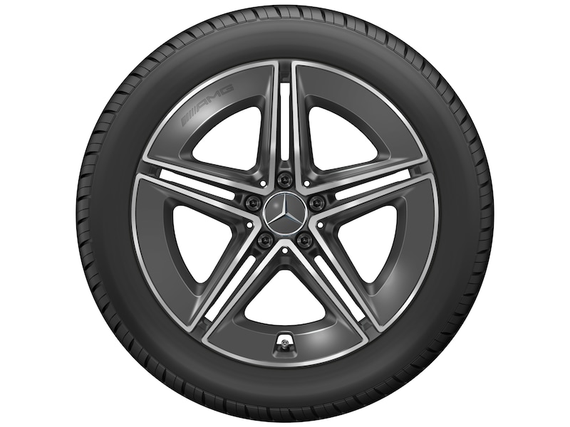 AMG light-alloy wheel, 5-twin-spoke design, 48.3 cm (19-inch), high-sheen, E-Class, 255/45 R19/, tantalum gray, A21440109007Y51